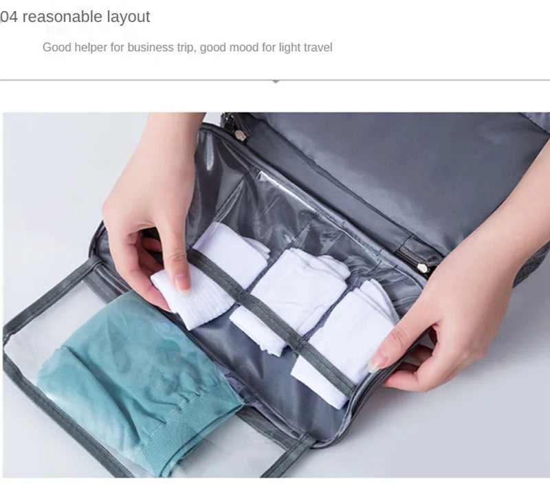 Travel-Organizer Elite™ | Borsa Multi-Scomparto per Biancheria e Cosmetici - Organizer da Viaggio a Strati Differenziati