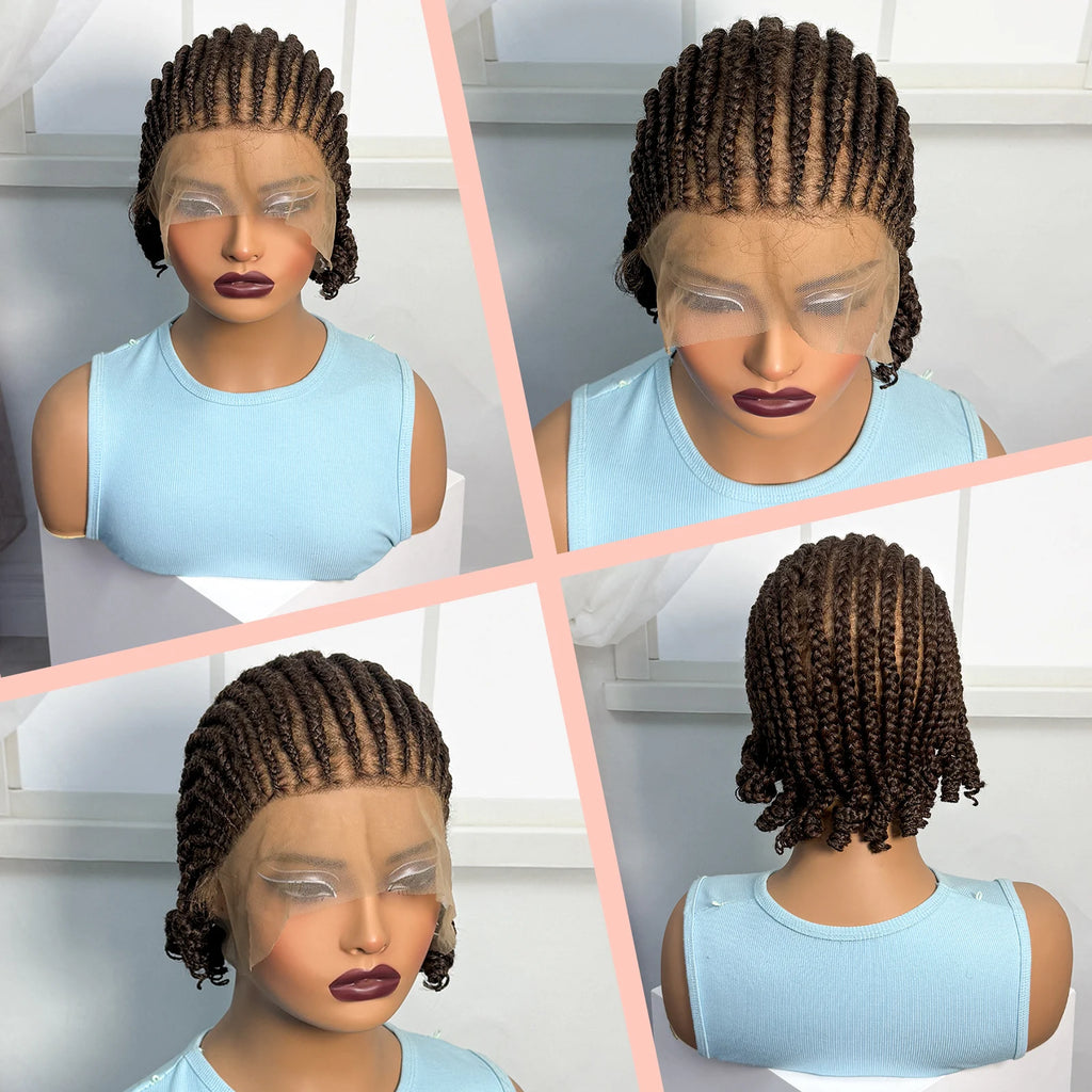 BraidedBob™ | Parrucca Sintetica Premium con Treccine Senza Nodi - Full Lace HD e Baby Hair