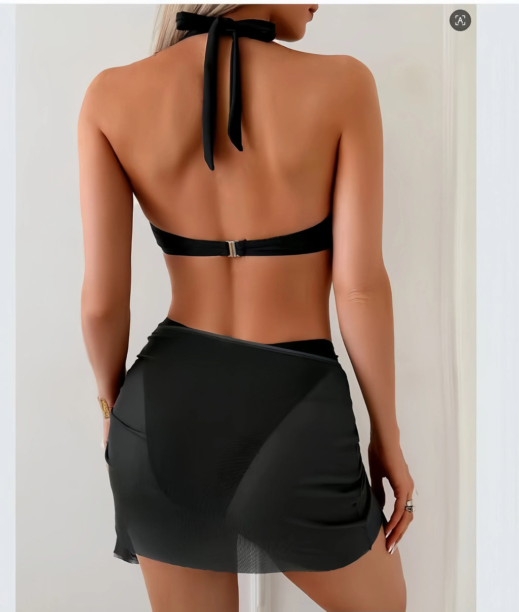 DivineGold™| L'Outfit Mare Iconico - Set Bikini 3 Pezzi con Giunzioni Dorate