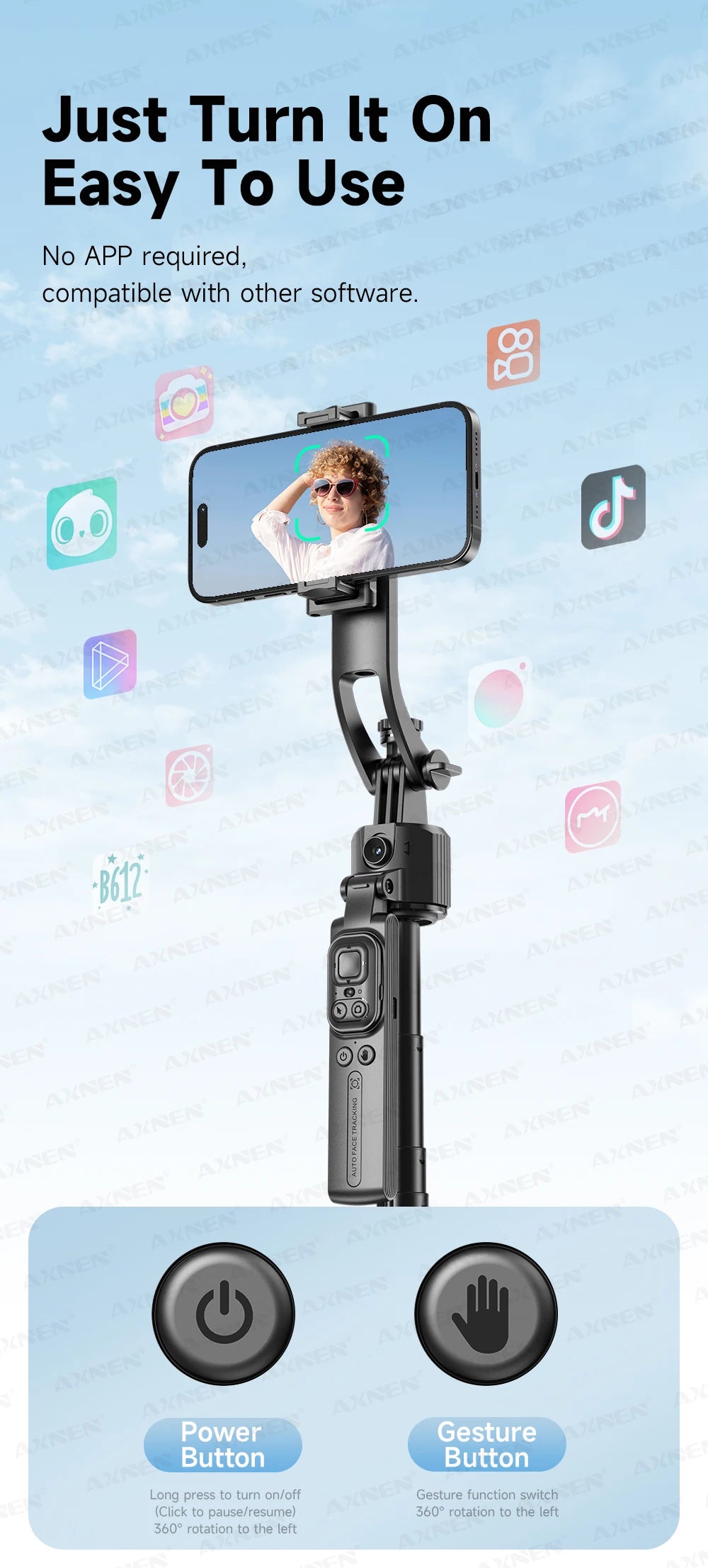 SmartPod AI™ - Treppiede 360° Auto-Rotante con Telecomando TikTok e Stabilizzatore Intelligente | Cameraman Automatico