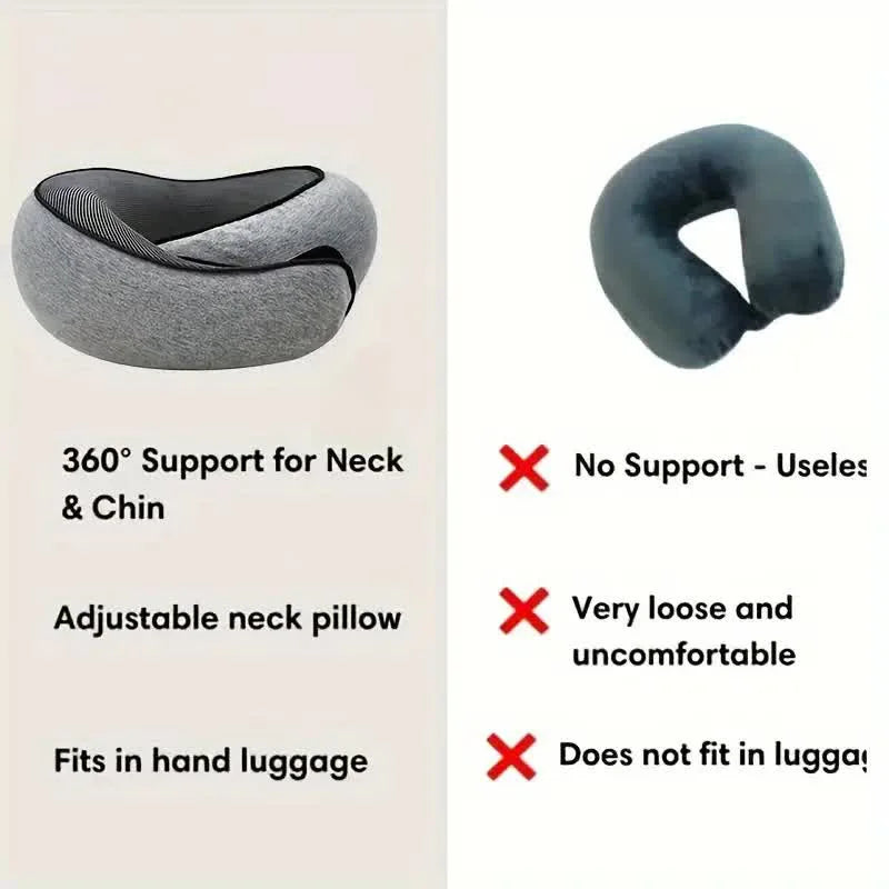 DreamSleep™ — Cuscino Cervicale Ergonomico in Memory Foam per Viaggi | Supporto 360°