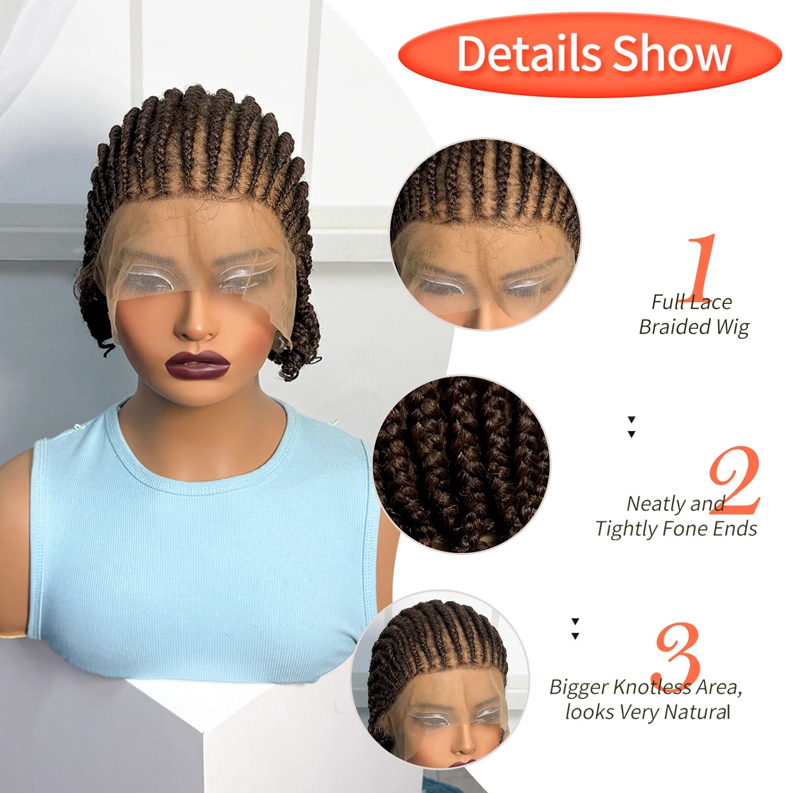 BraidedBob™ | Parrucca Sintetica Premium con Treccine Senza Nodi - Full Lace HD e Baby Hair