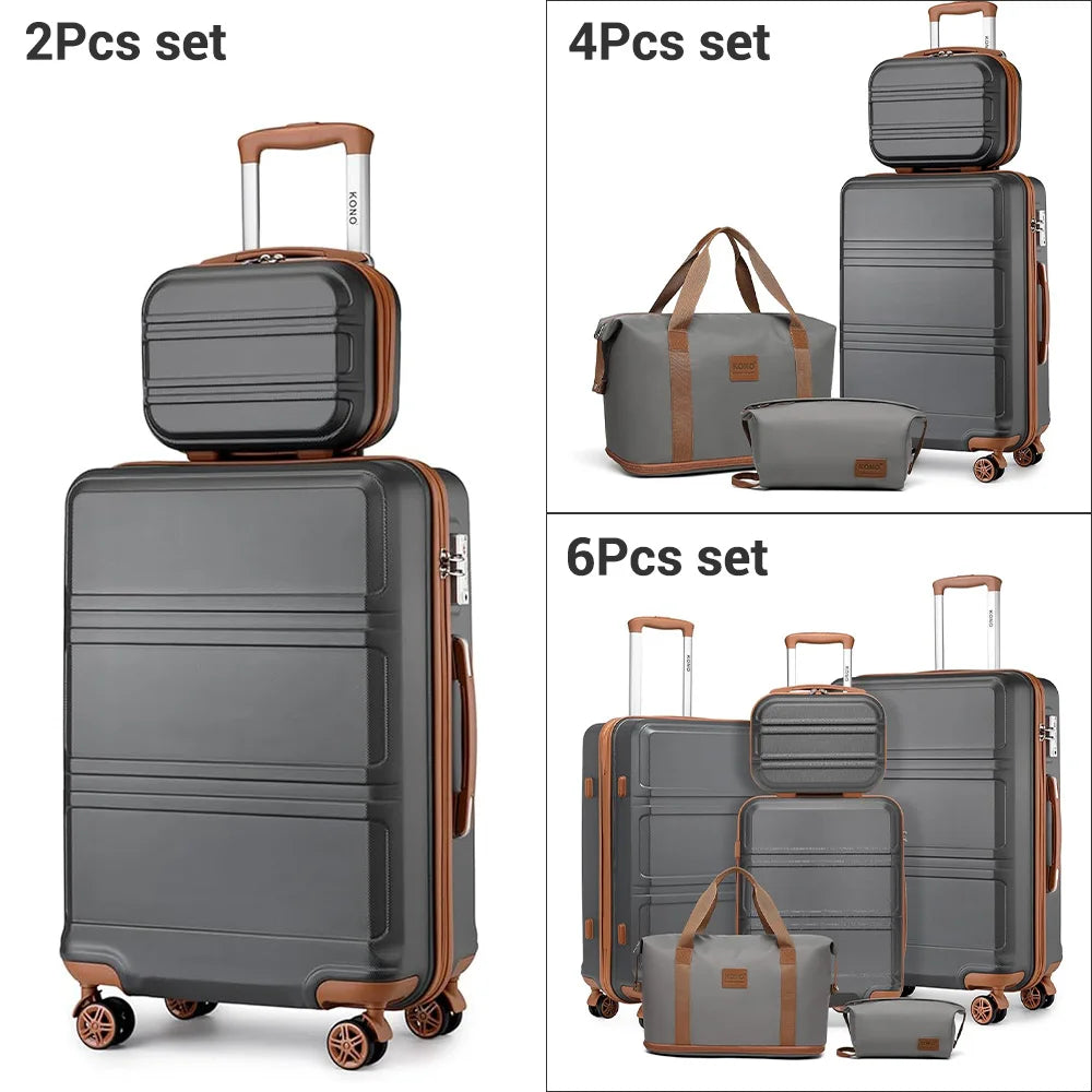 Globtreater™ Set | Kit Bagagli Coordinati Rigidi con Beauty Case e Organizer - Set Valigie Trolley 2/4/6 Pezzi