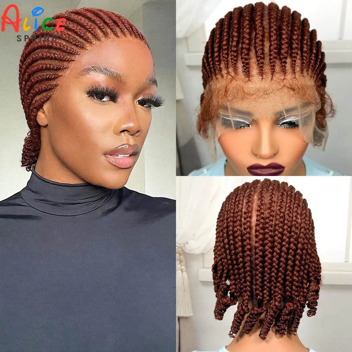 BraidedBob™ | Parrucca Sintetica Premium con Treccine Senza Nodi - Full Lace HD e Baby Hair