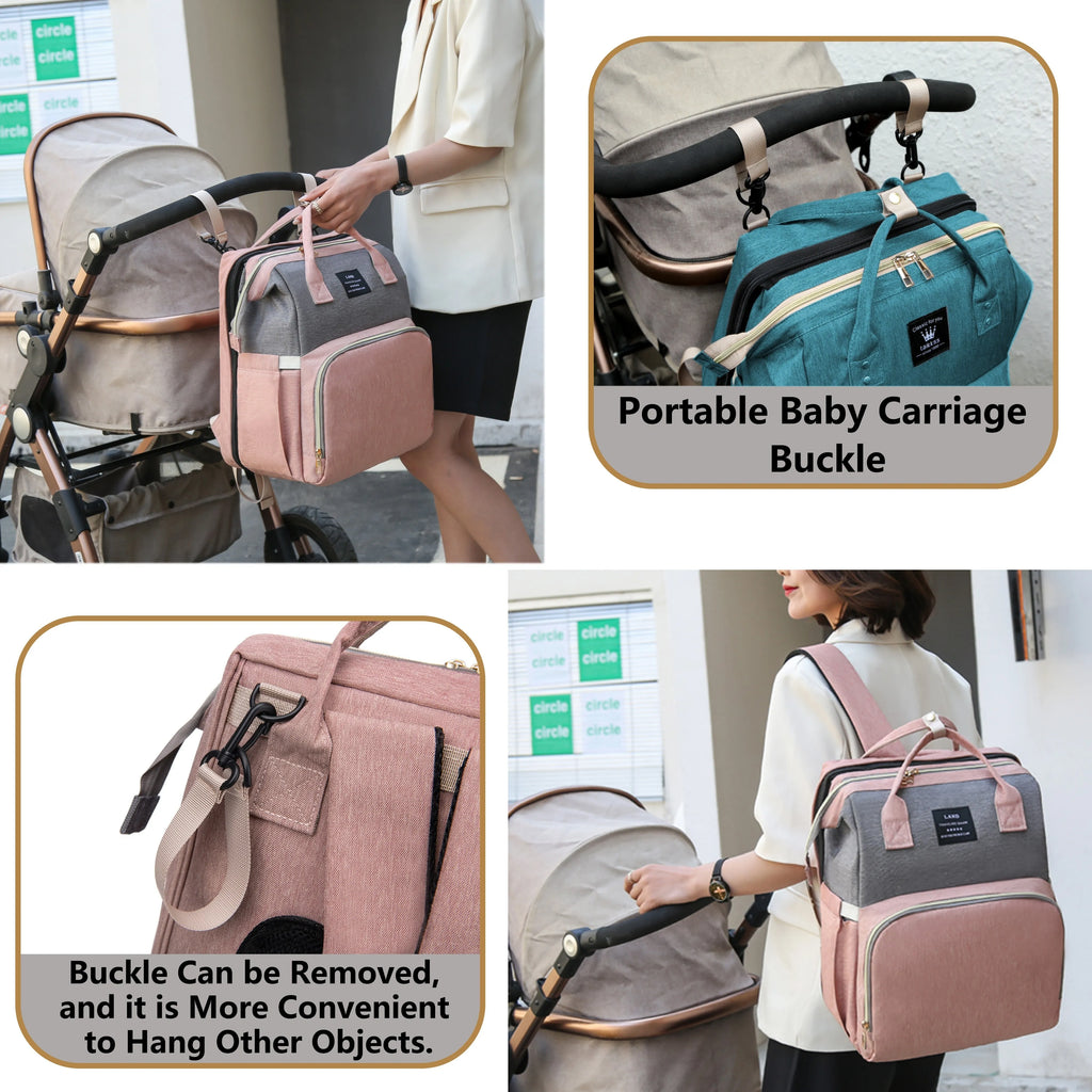 TravelBaby Elite™ – Zaino Maternità 3-in-1 | Culla da Viaggio Portatile, Fasciatoio & Tasche Termiche