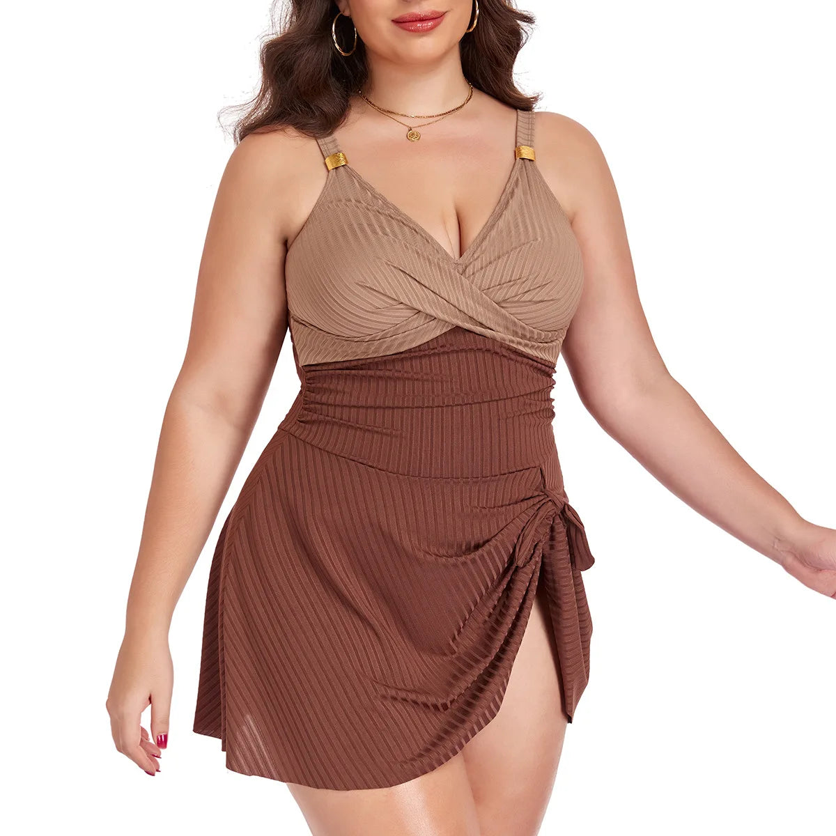 RivieraChic™ Plus | Costume Intero "Shorty" Comfort Assoluto (L-5XL) | Vestibilità Inclusiva e Trama Texturizzata