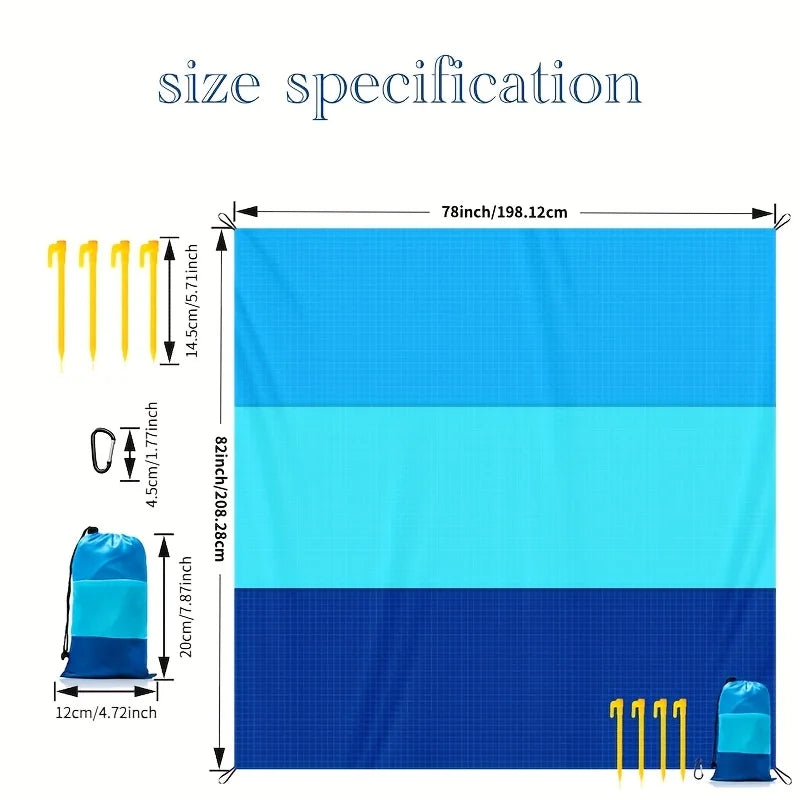 OceanMat SandFree™ | Tappetino da Spiaggia Ultra-Leggero con Picchetti - Antisabbia e Impermeabile