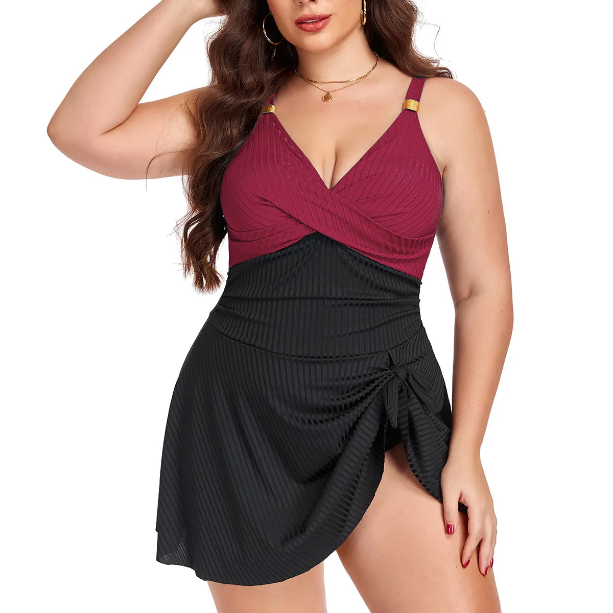 RivieraChic™ Plus | Costume Intero "Shorty" Comfort Assoluto (L-5XL) | Vestibilità Inclusiva e Trama Texturizzata