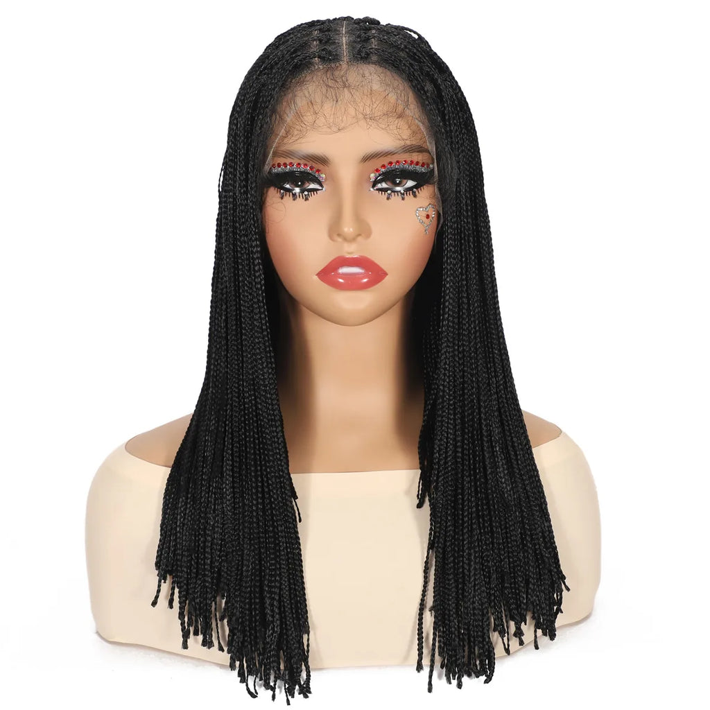LaceBraids™ | Parrucca con Treccine African Style - Effetto Naturale Senza Nodi (30-60 cm) | Deep Black Edition