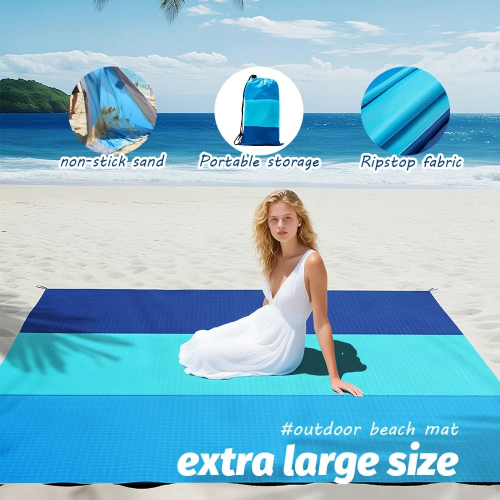 OceanMat SandFree™ | Tappetino da Spiaggia Ultra-Leggero con Picchetti - Antisabbia e Impermeabile