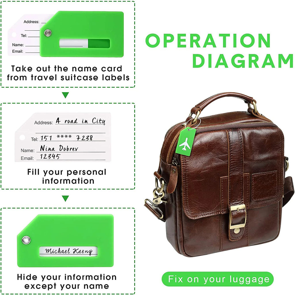 SkyID Elite™ – Set Etichette Valigia Identificative (4 Pezzi) | Silicone Flessibile & Cavo in Acciaio