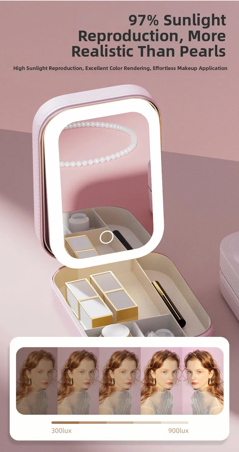 BeautyLed™ - Beauty Case da Viaggio con Specchio LED a 3 Intensità | Mini Makeup Station