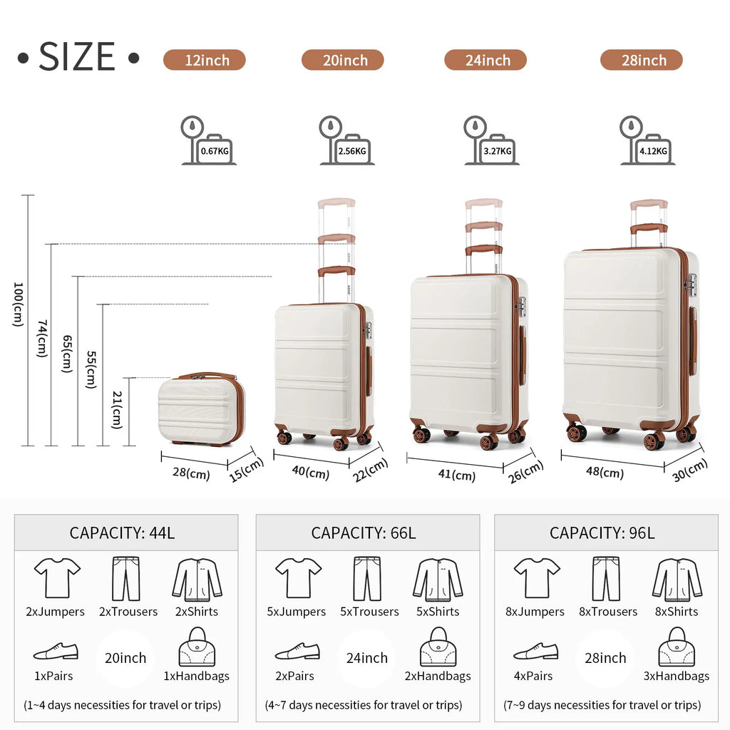 Globtreater™ Set | Kit Bagagli Coordinati Rigidi con Beauty Case e Organizer - Set Valigie Trolley 2/4/6 Pezzi