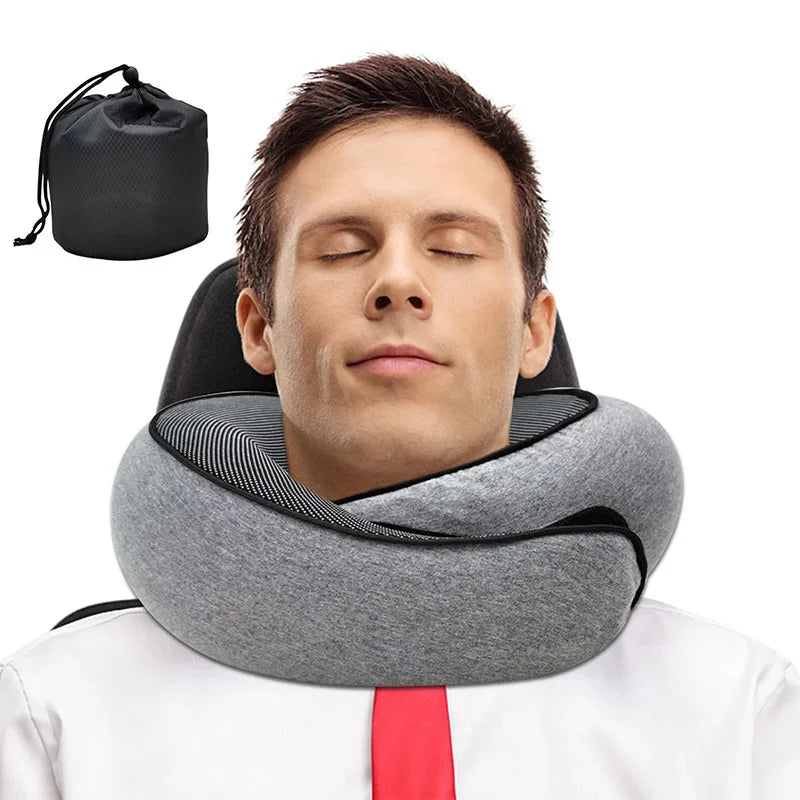 DreamSleep™ — Cuscino Cervicale Ergonomico in Memory Foam per Viaggi | Supporto 360°